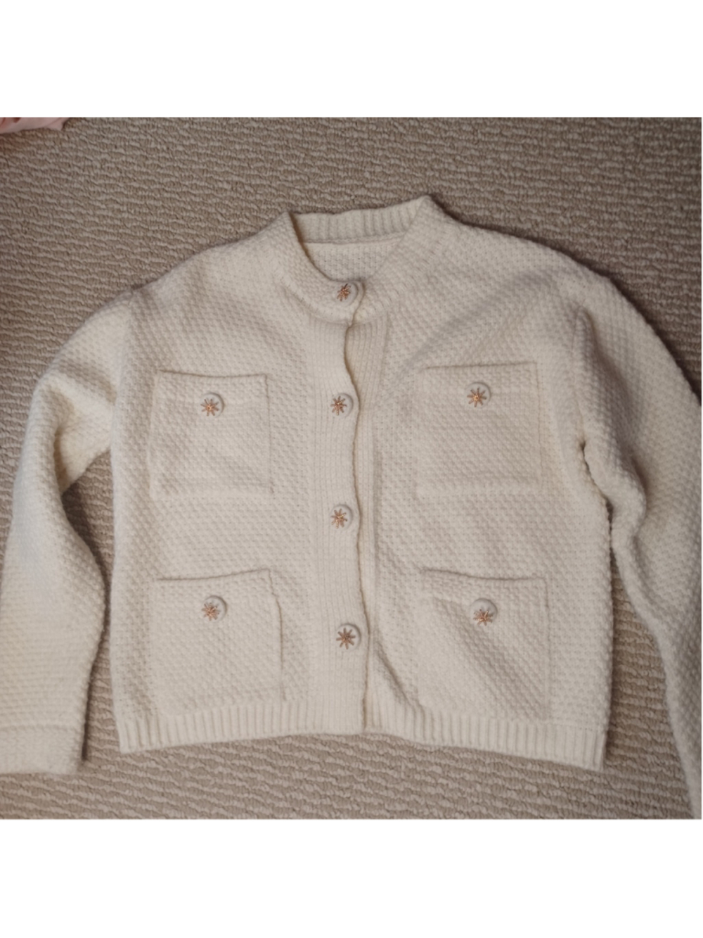 Vintage wool cardigan cropped sweater with star buttons